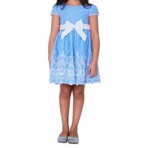 Rare Editions Little Girls Embroidered Gingham Print Cap Sleeve Dress
